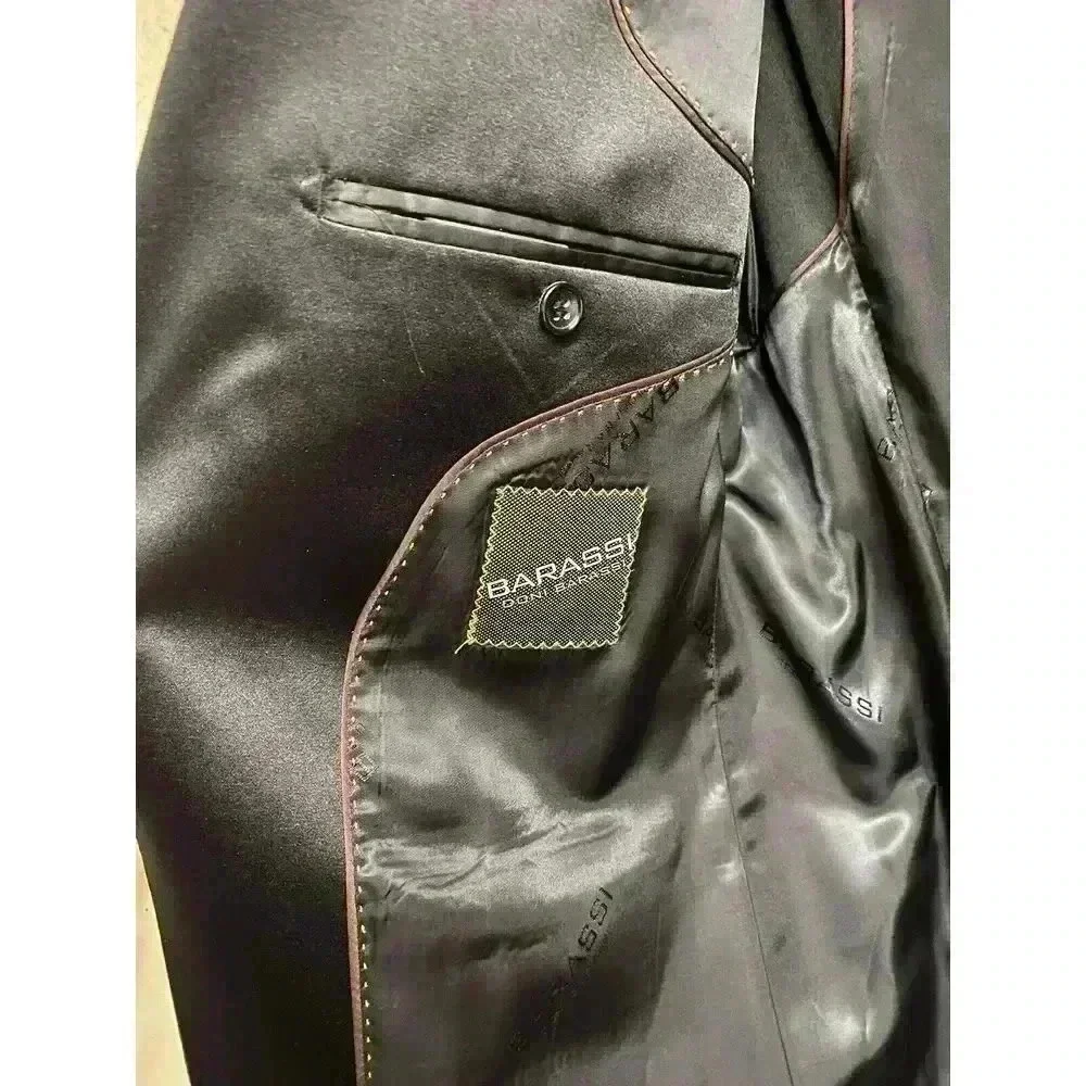 Barassi Merino Wool Men's Black Blazer Jacket Size 42R Performa Stretch *Read*